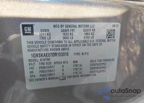 2013 Chevrolet Tahoe Ls из США, поврежденный, VIN 1GNSKAE07DR153016